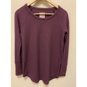 Chaser Burgundy Waffle Knit Long Sleeve Scoop Neck Shirt Size S